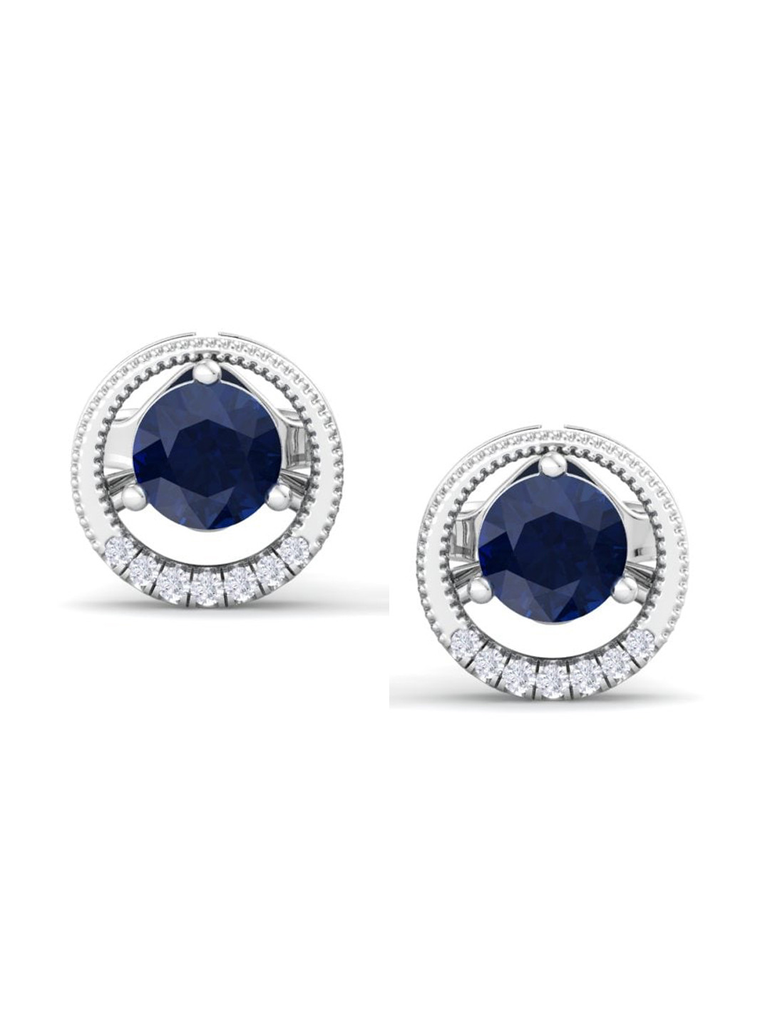 

Inddus Jewels 925 Sterling Silver Circular Cubic Zirconia Studs Earrings