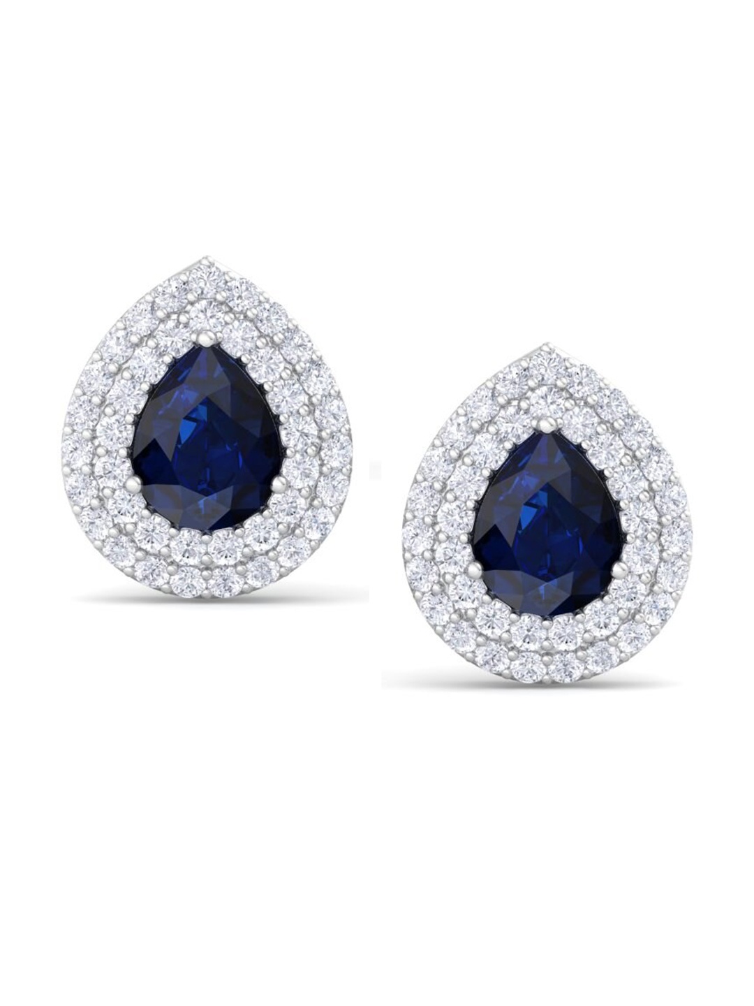 

Inddus Jewels Rhodium-Plated Teardrop Shaped Studs Earrings, Silver