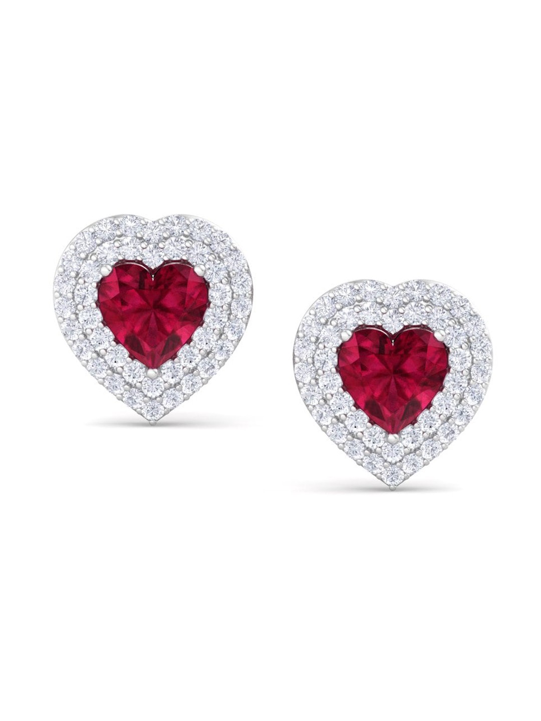 

Inddus Jewels 925 Sterling Silver Heart Shaped Cubic Zirconia Studs Earrings