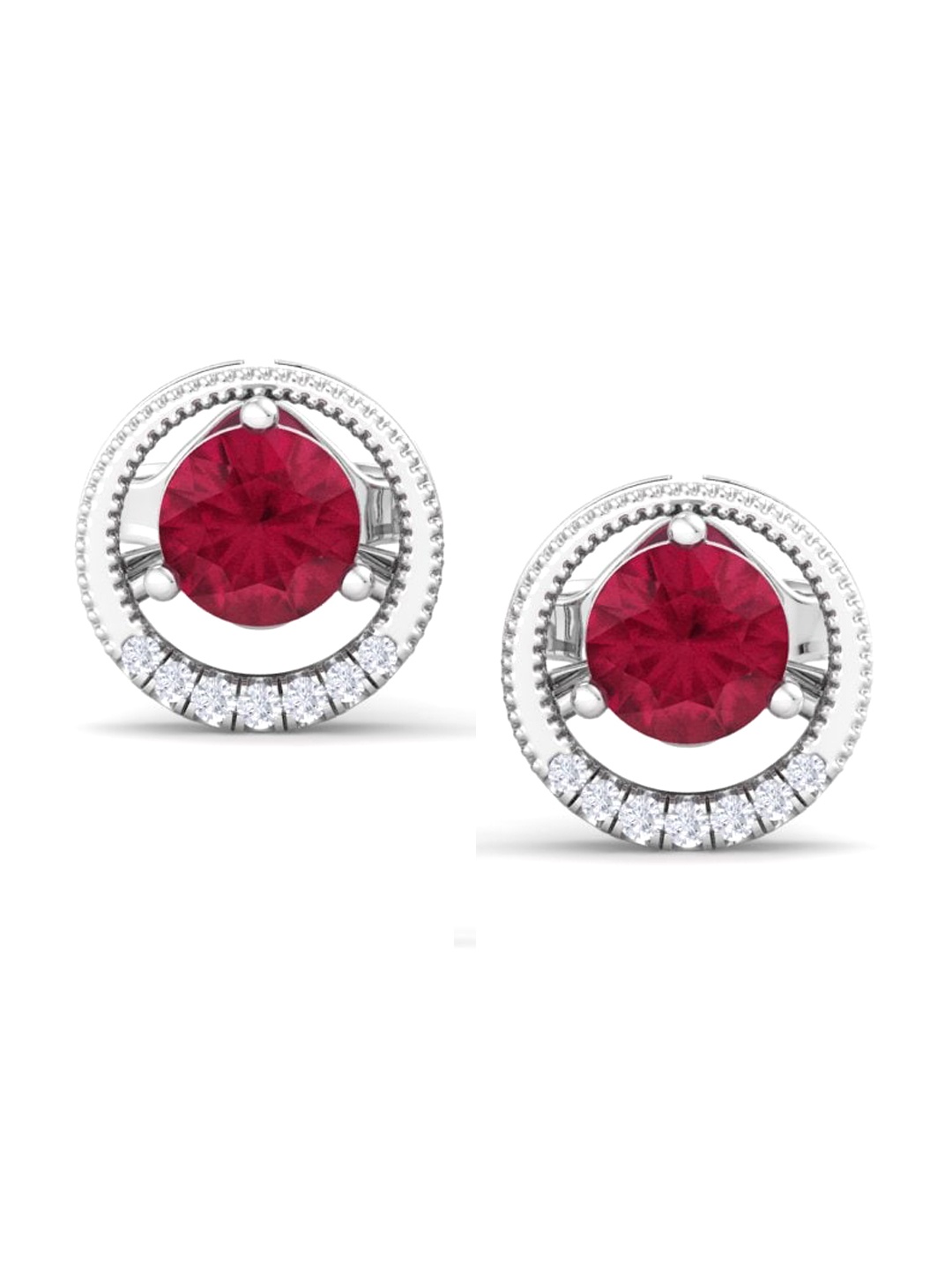 

Inddus Jewels 925 Sterling Silver Circular Cubic Zirconia Studs Earrings