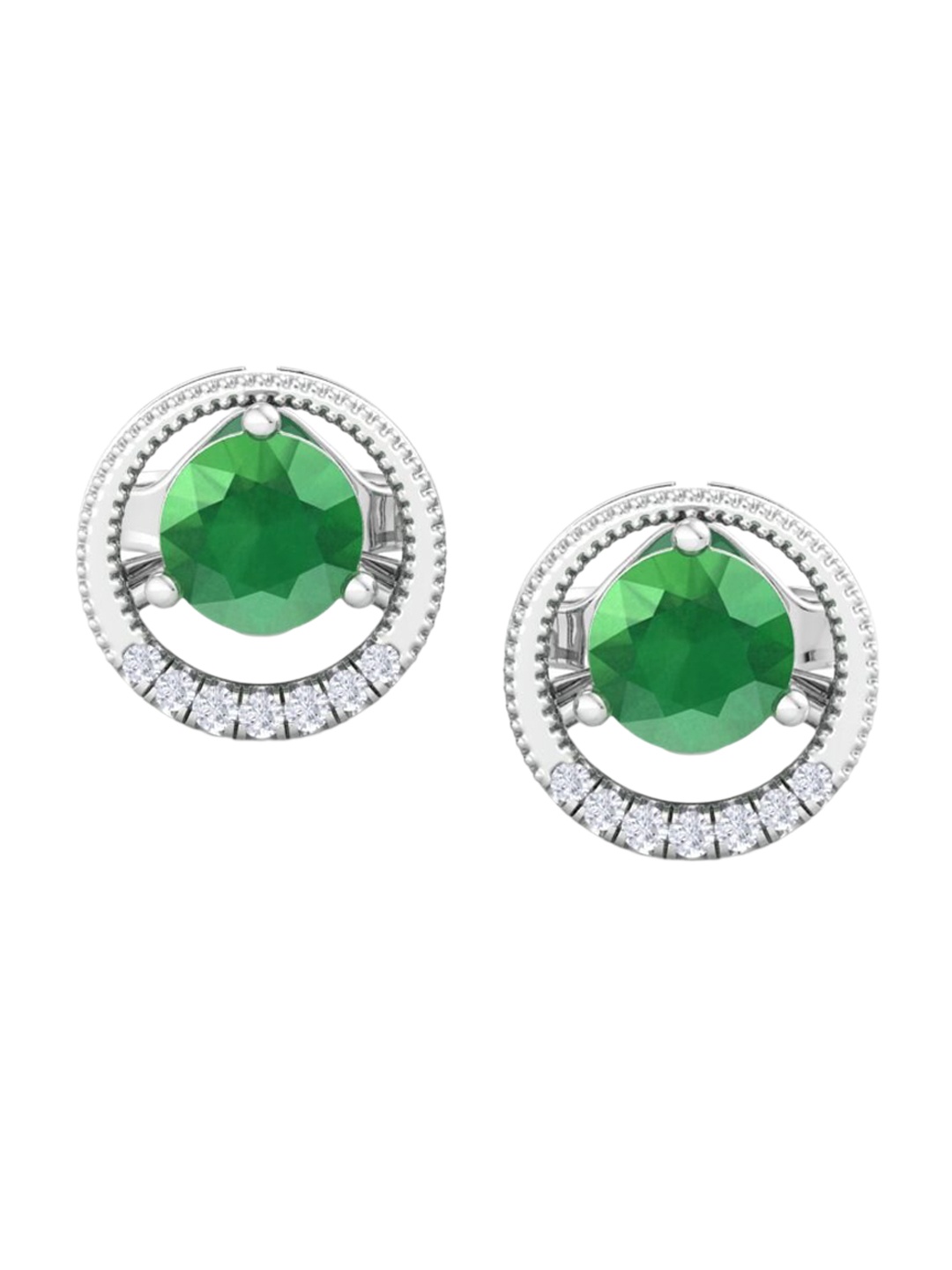 

Inddus Jewels 925 Sterling Silver Circular Cubic Zirconia Studs Earrings