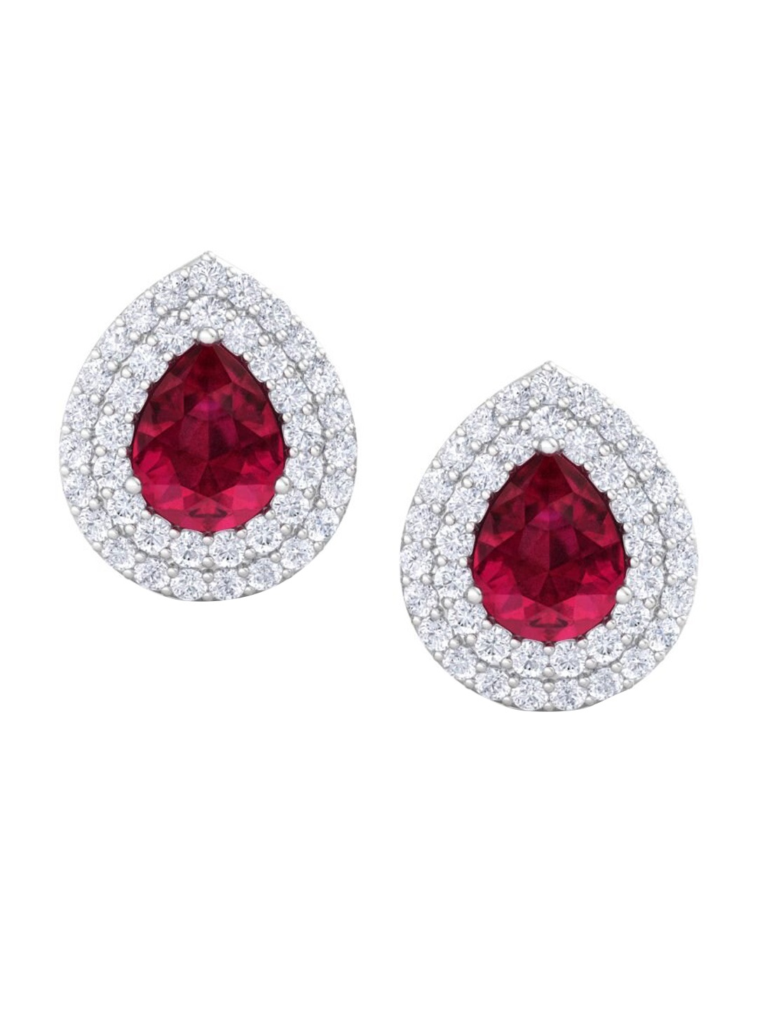

Inddus Jewels Rhodium-Plated Teardrop Shaped Studs Earrings, Silver