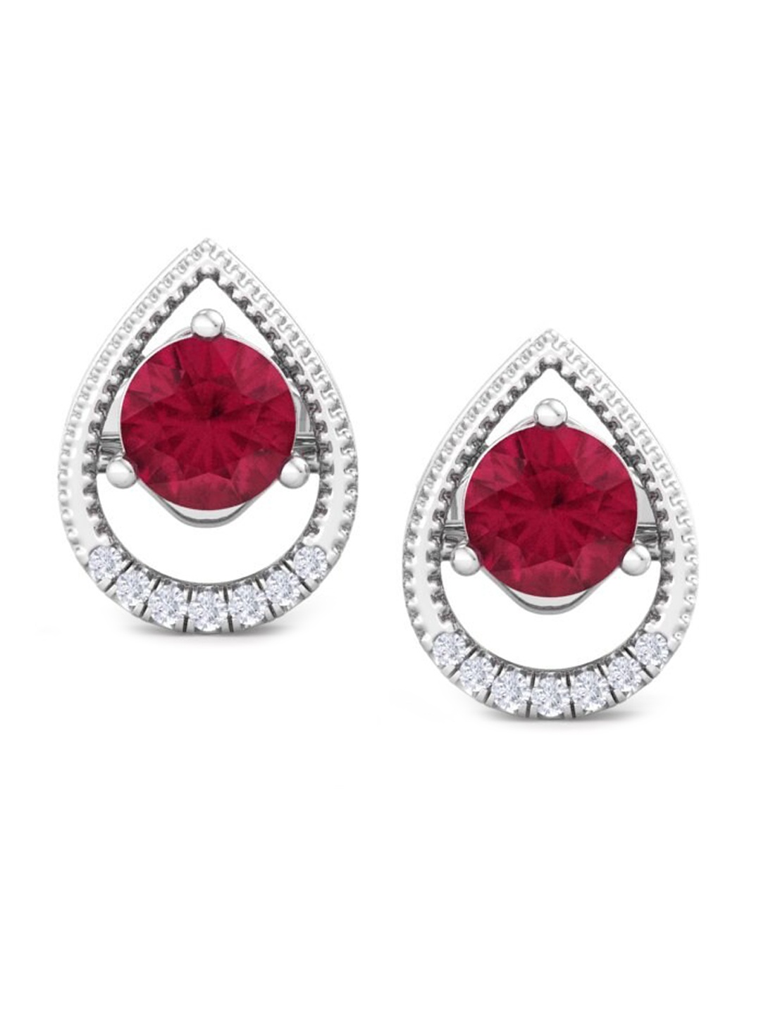 

Inddus Jewels Rhodium-Plated Teardrop Shaped Studs Earrings, Silver