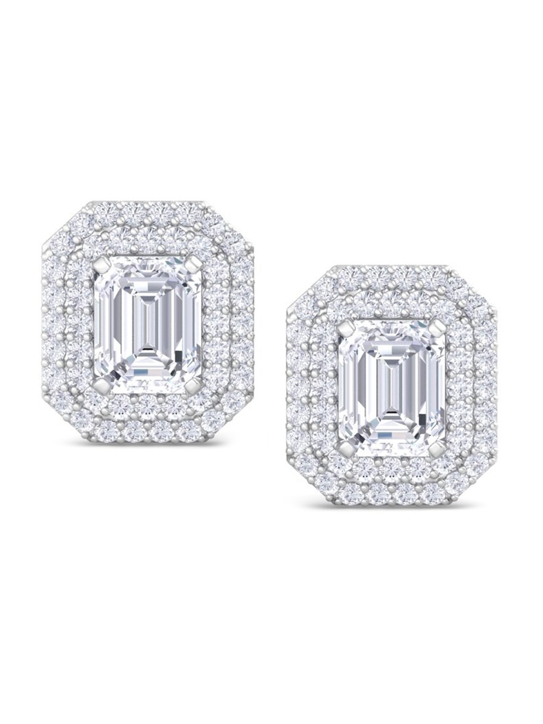 

Inddus Jewels Rhodium-Plated Square Studs Earrings, Silver