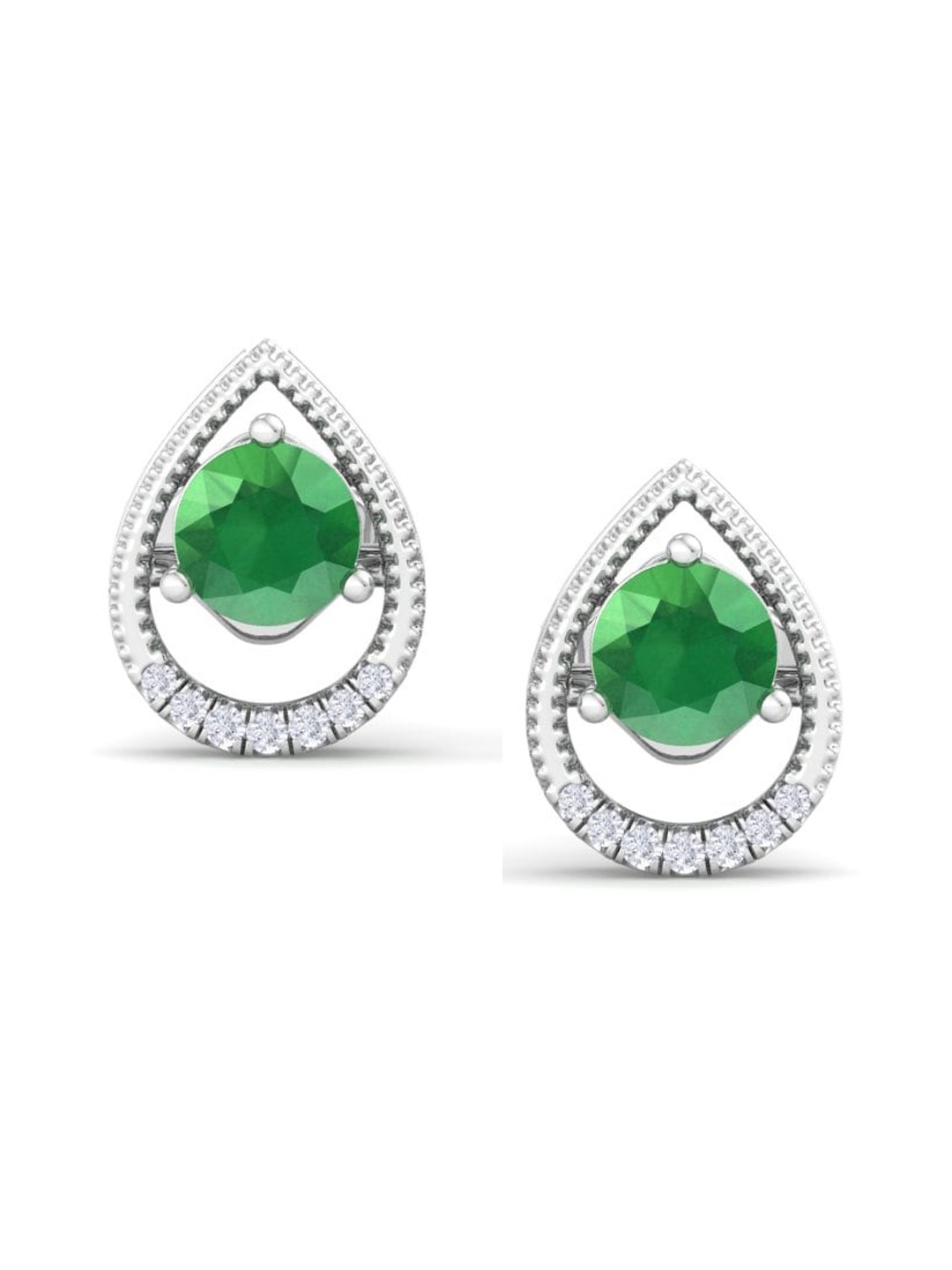 

Inddus Jewels 925 Sterling Silver Circular Cubic Zirconia Studs Earrings