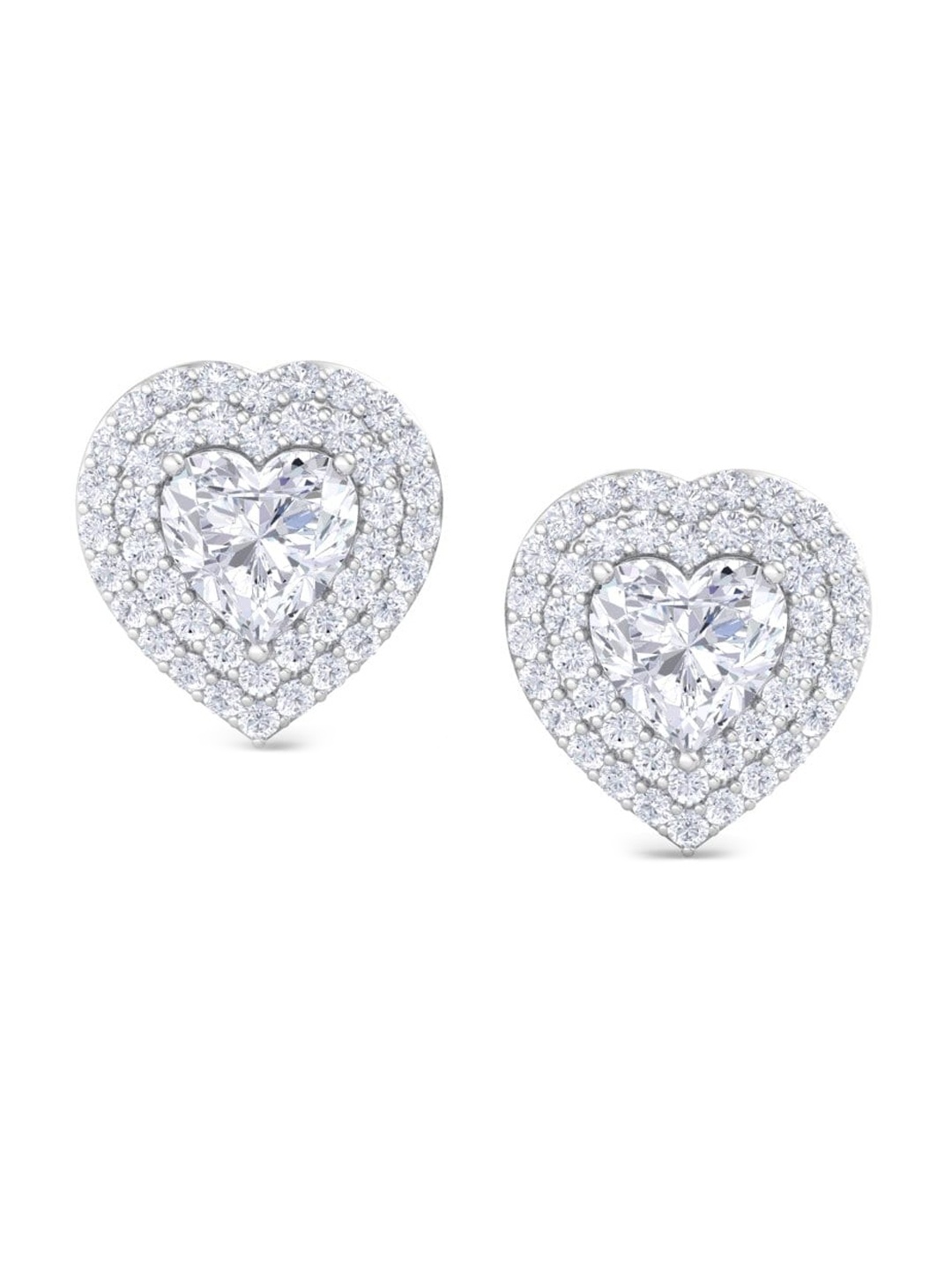 

Inddus Jewels Rhodium-Plated Heart Shaped Studs Earrings, Silver