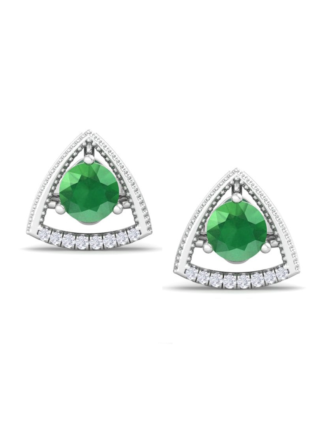 

Inddus Jewels Rhodium-Plated Triangle Studs Earrings, Silver