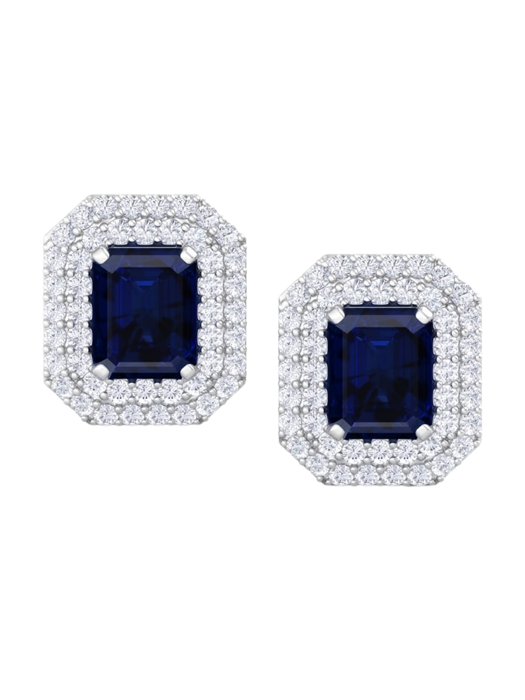 

Inddus Jewels Rhodium-Plated Rectangular Shaped Studs Earrings, Silver