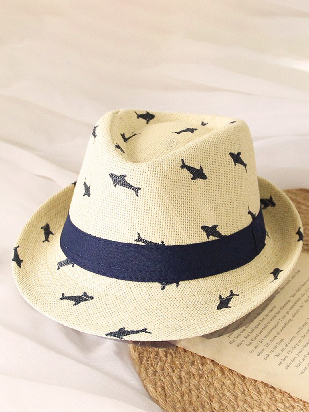 

JENNA Girls Printed Fedora Hat, Cream