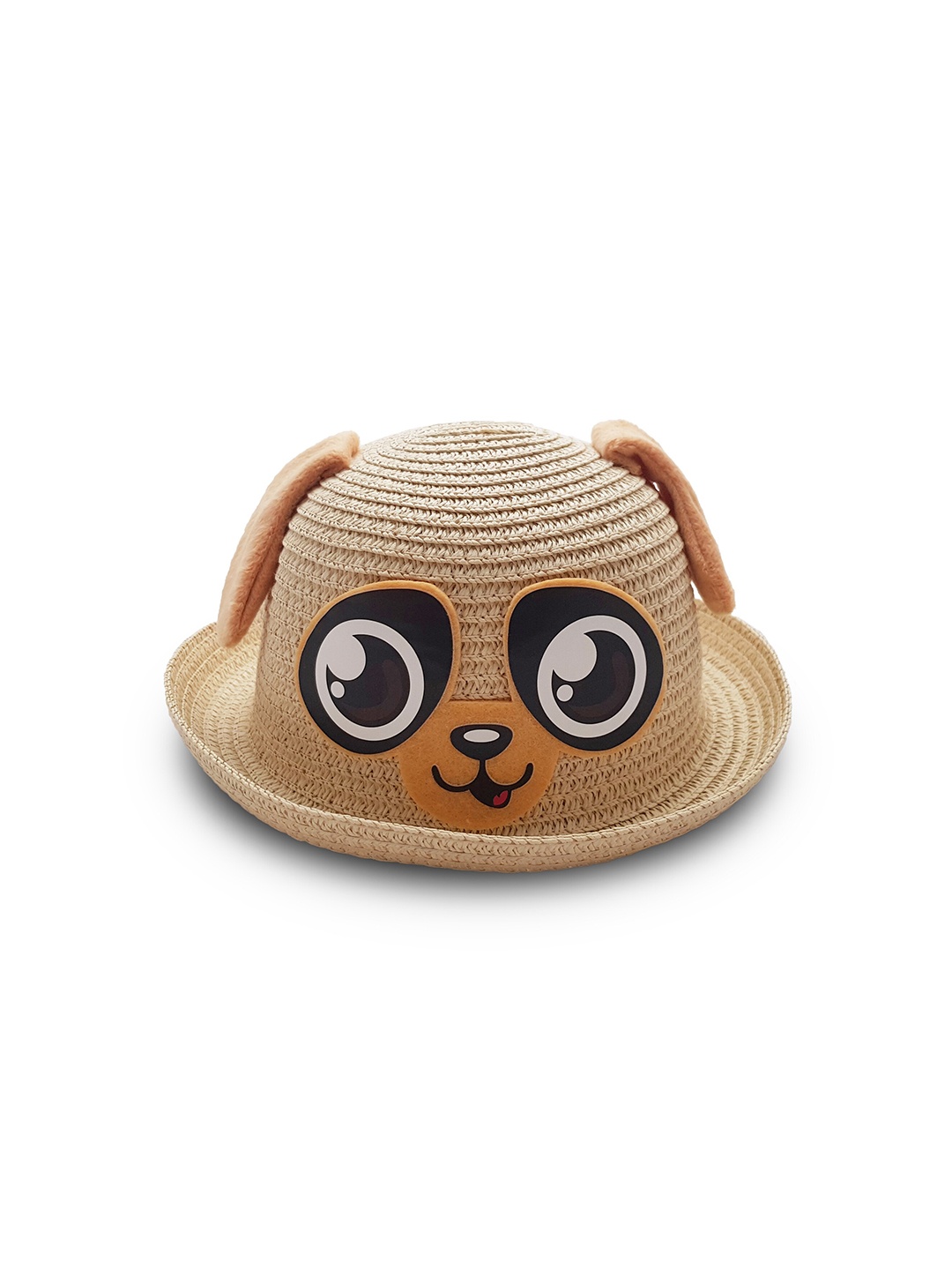 

JENNA Boys Straw Basket Weave Puppy Face Sun Hat, Beige