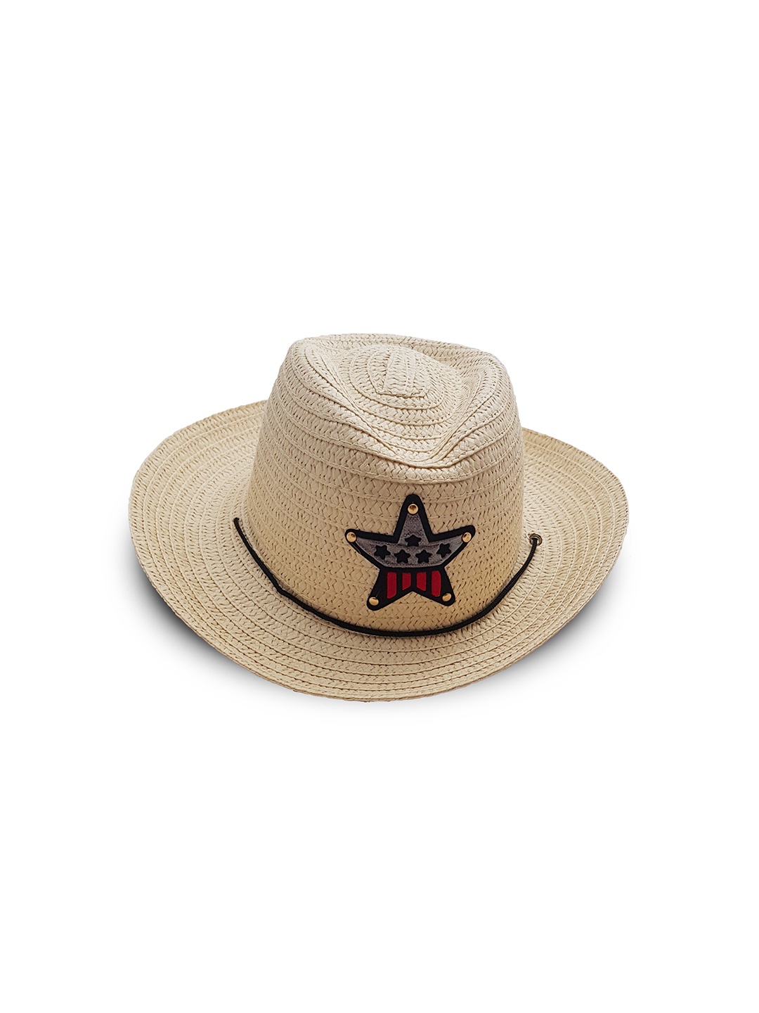 

JENNA Kids Sheriff Design Basket Weave Fedora Hat, Beige