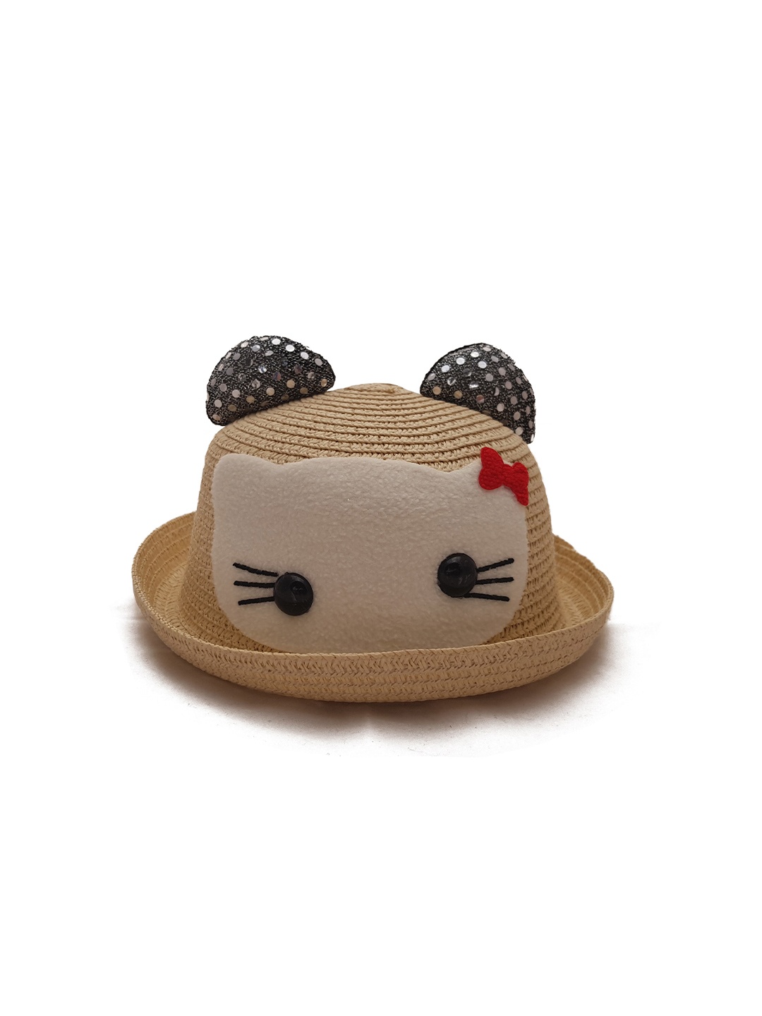 

JENNA Boys Cat Applique Detail Straw Hat, Beige