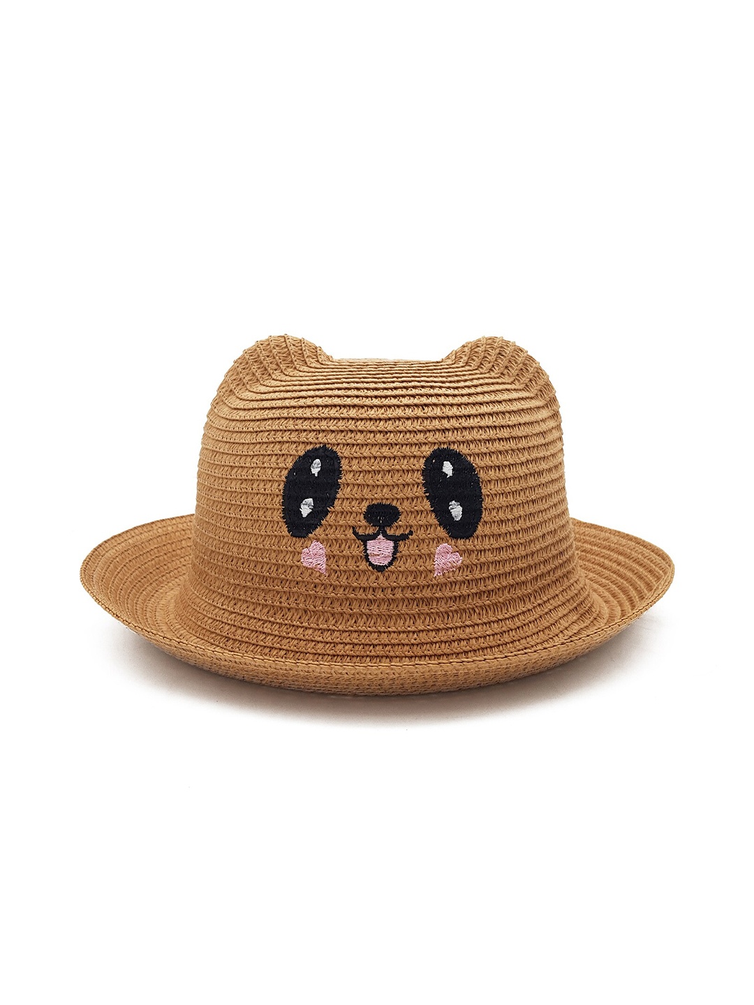

JENNA Boys Cute Face Embellished Straw Hat, Brown