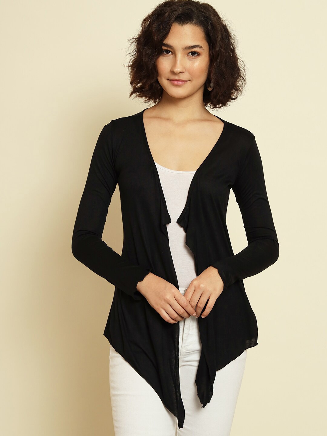 

Trend Arrest Asymmetric Open Front Shrug, Black