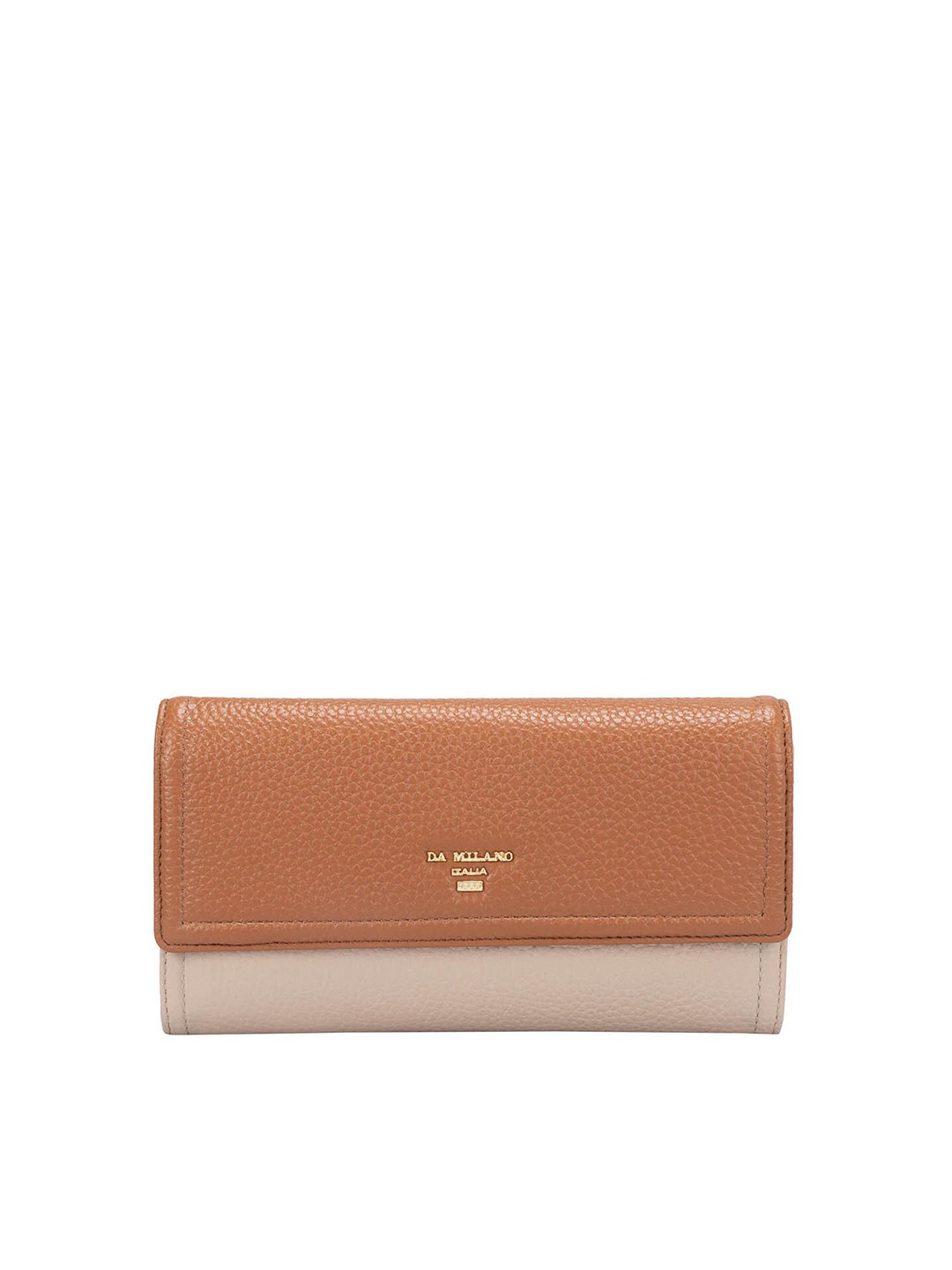 

Da Milano Women Colourblocked Leather Two Fold Wallet, Brown
