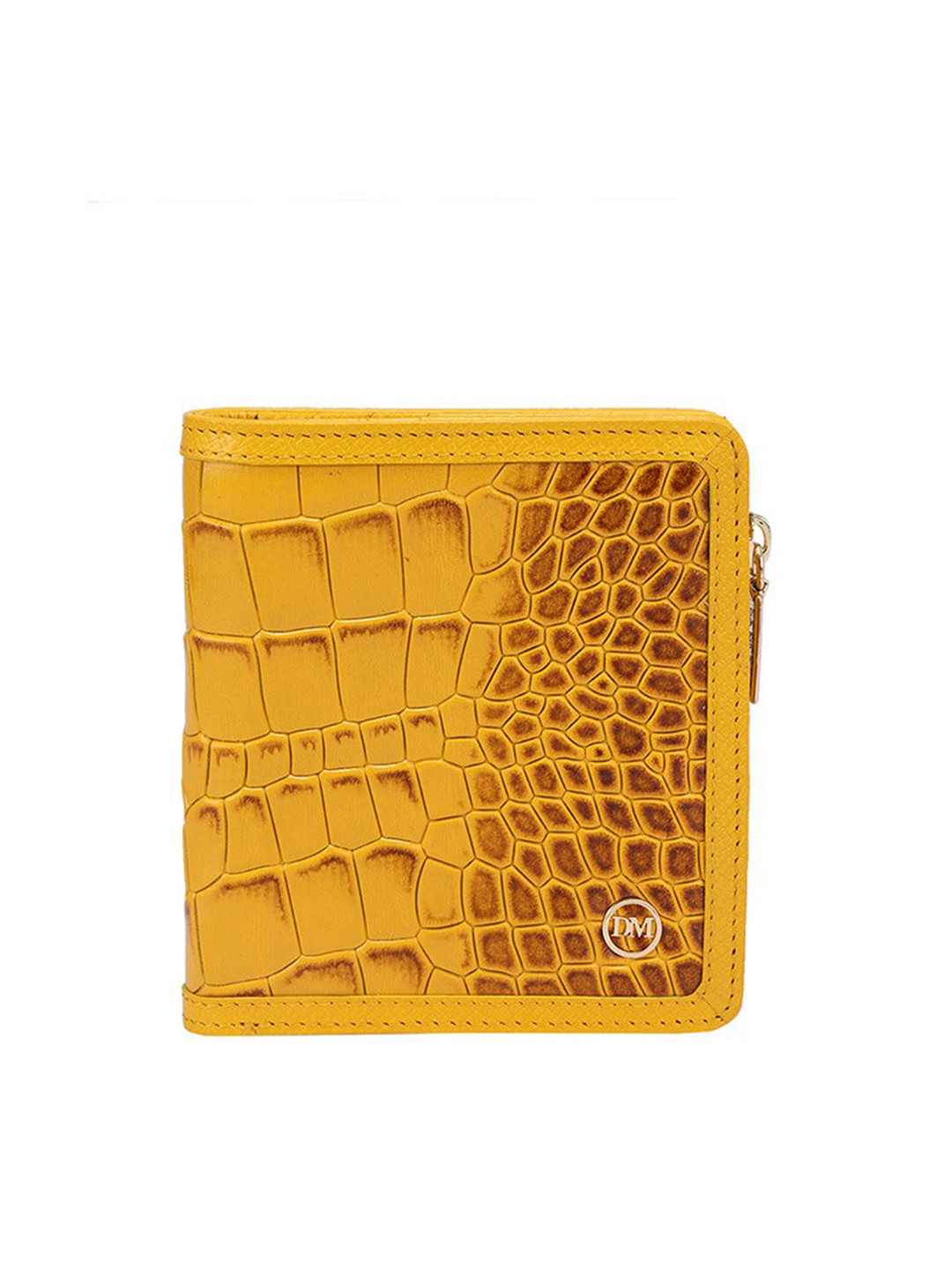 

Da Milano Women Textured Leather Two Fold Wallet, Yellow