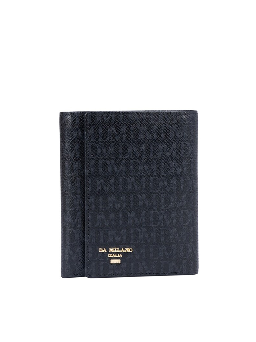 

Da Milano Women Textured Leather Two Fold Wallet, Black