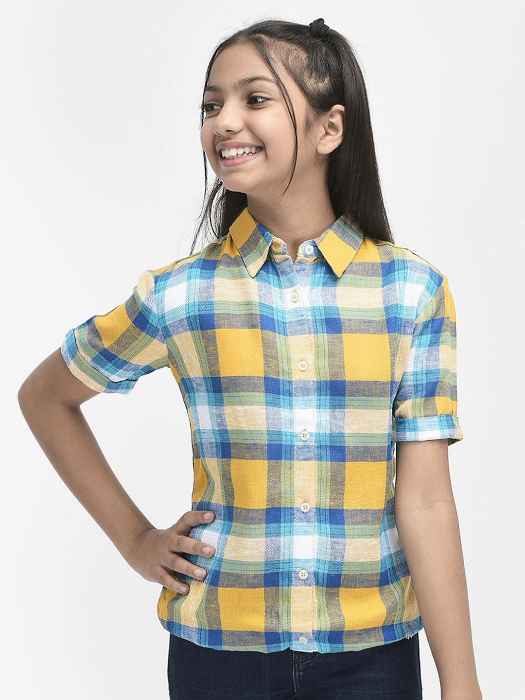 

Crimsoune Club Checked Shirt Style Top, Yellow