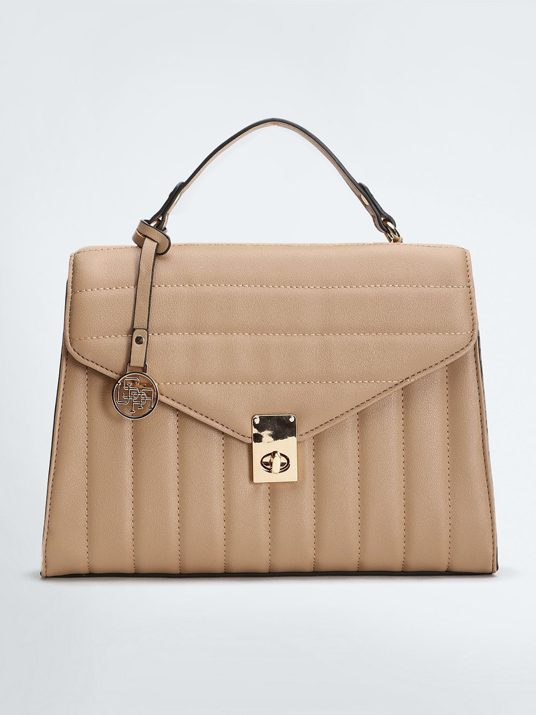 

U.S. Polo Assn. Women Quilted Structured Satchel Bag, Beige