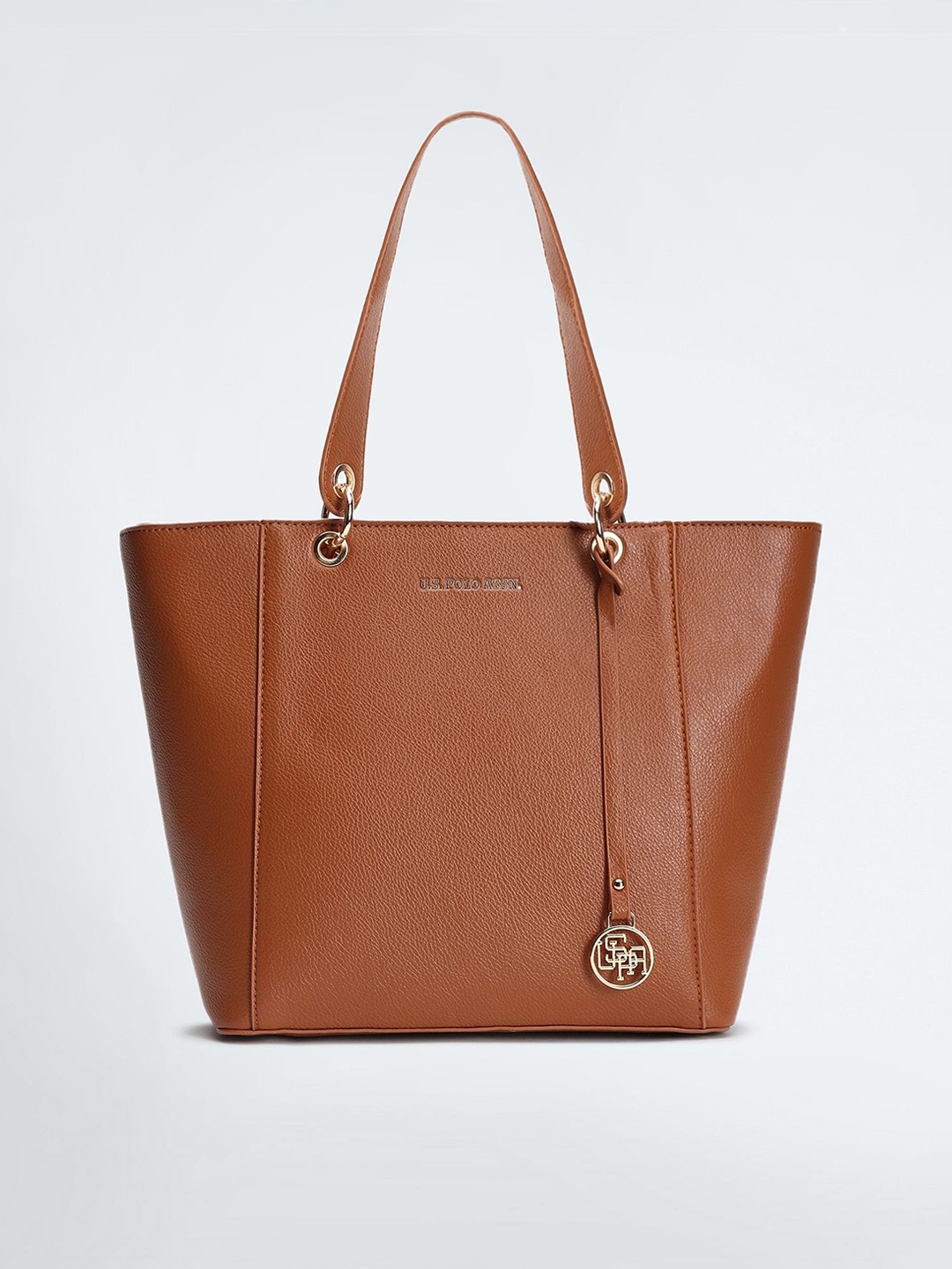 U.S. Polo Assn. Women Textured Structured Shoulder Bag, Brown