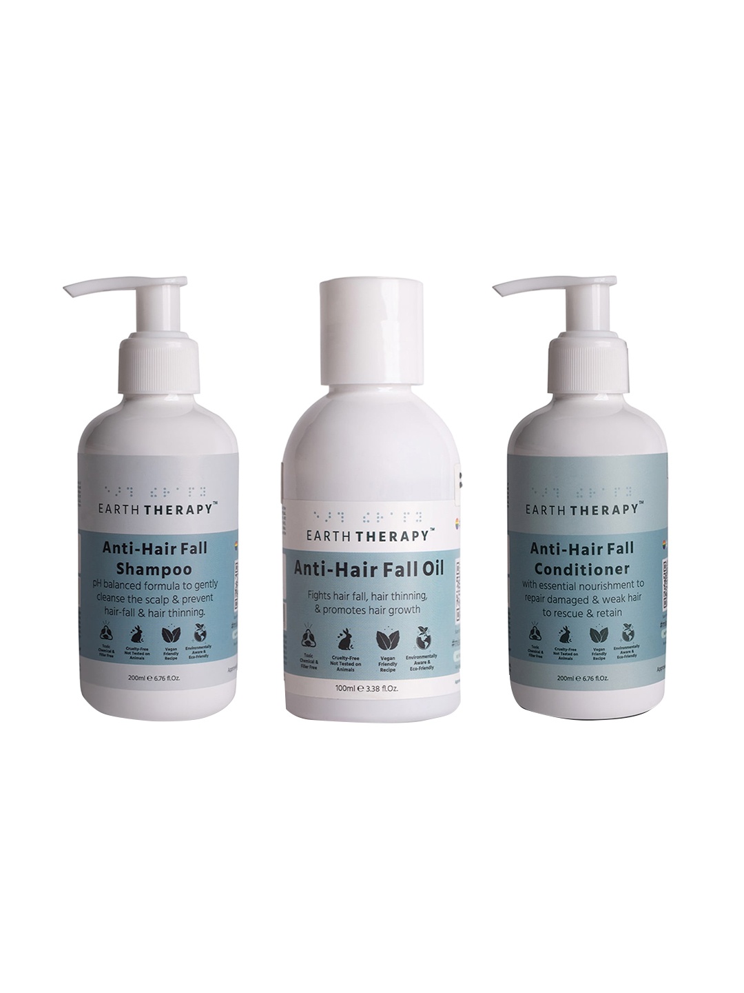 

EARTH THERAPY Set Of 3 Anti Hair Fall Oil - Shampoo & Conditioner, White