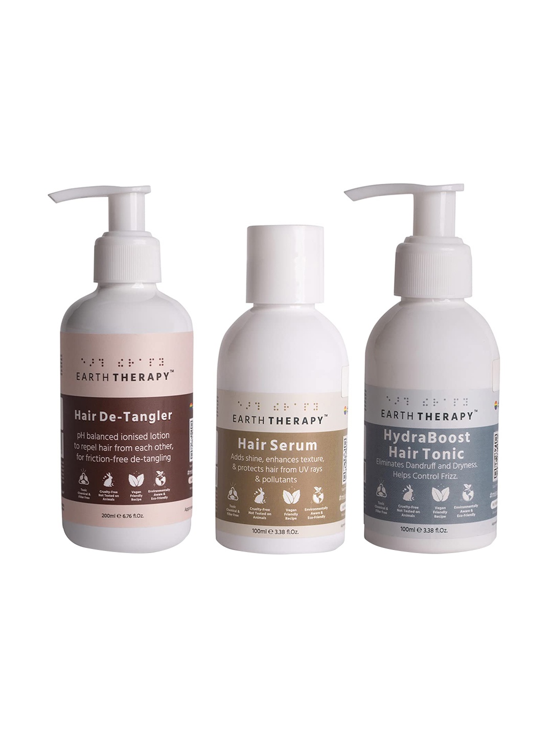 

EARTH THERAPY Set Of 3 Serum - De-Tangler & Anti-Dandruff Hair Tonic, White