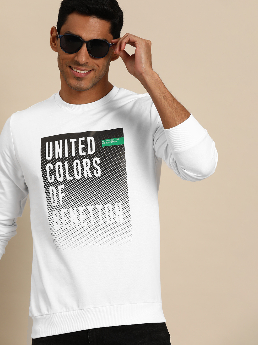 

United Colors of Benetton Brand Logo Printed Pure Cotton Sweatshirt, White