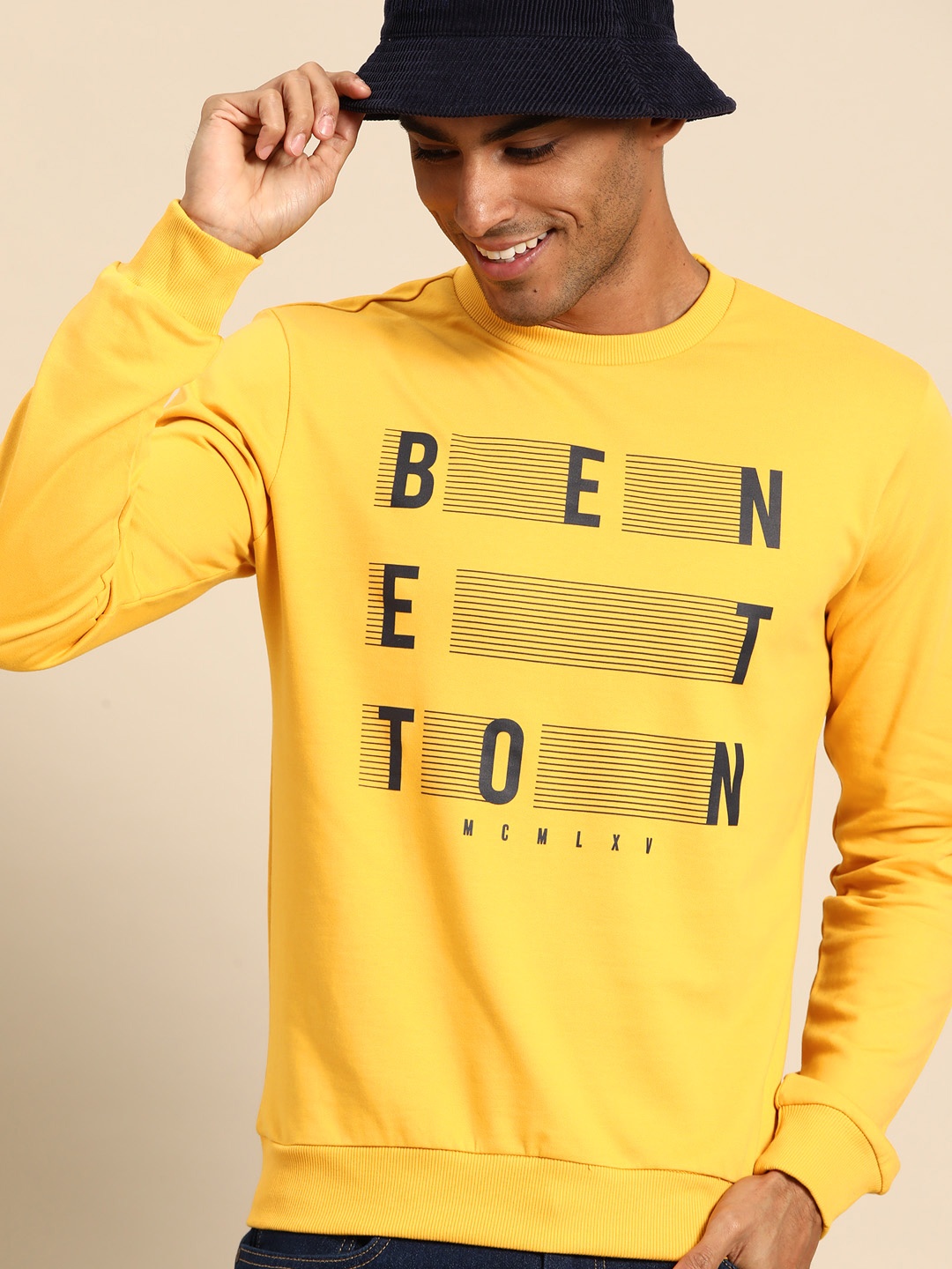 

United Colors of Benetton Men Yellow Sweatshirt