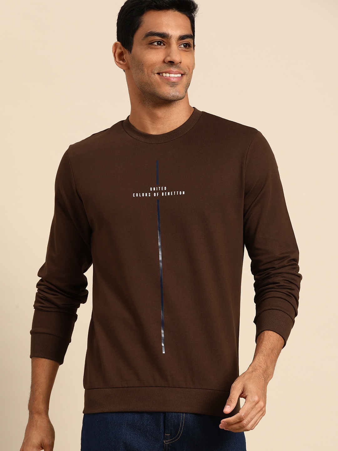 United Colors of Benetton Men Brown Sweatshirt