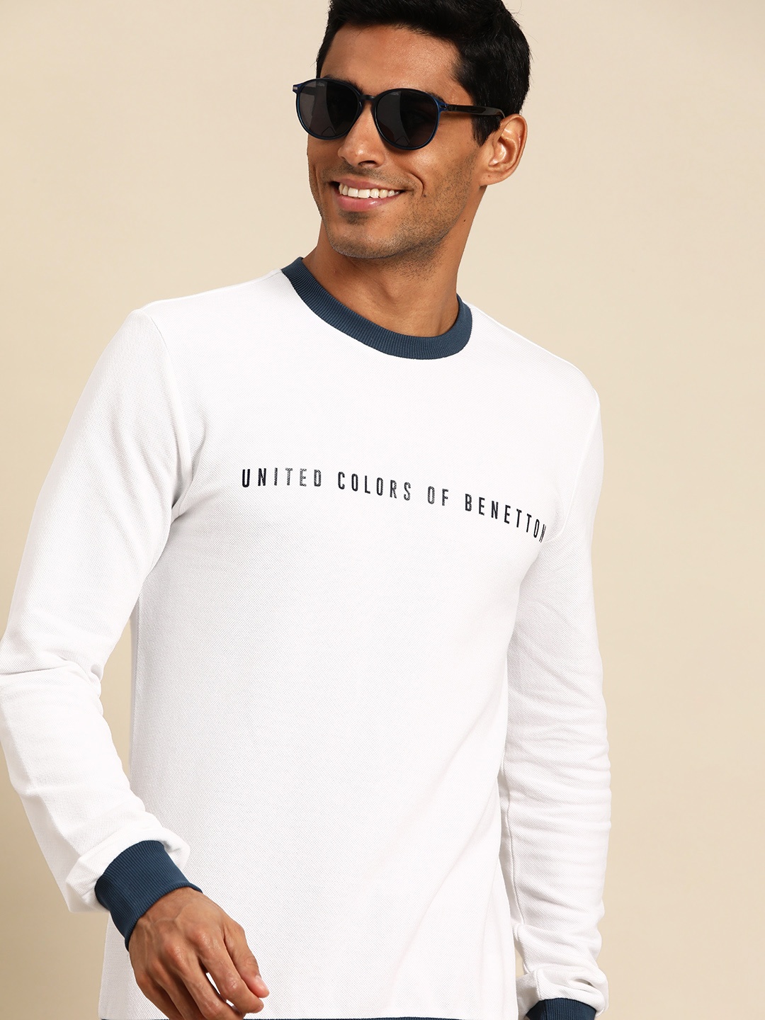 

United Colors of Benetton Cotton Printed Sweatshirt, White