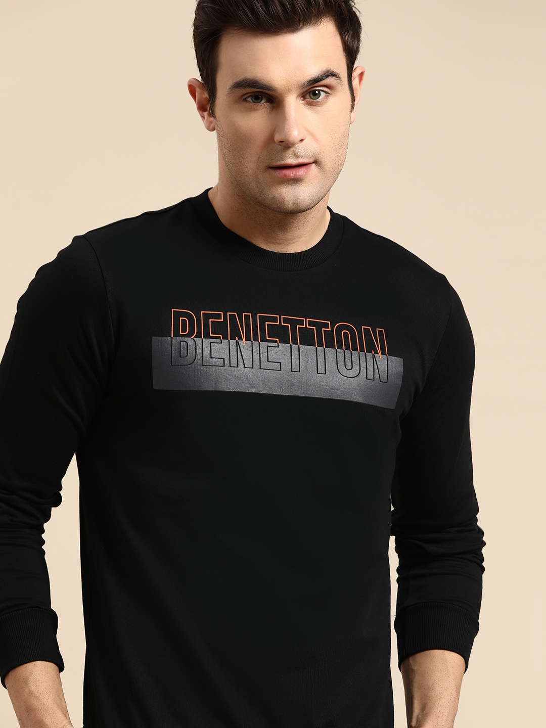 

United Colors of Benetton Pure Cotton Printed Sweatshirt, Black
