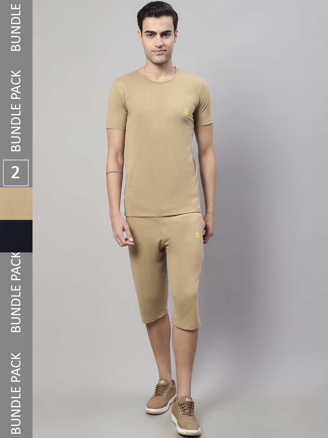 

VIMAL JONNEY Men Pack Of 2 Round Neck Tracksuits, Beige