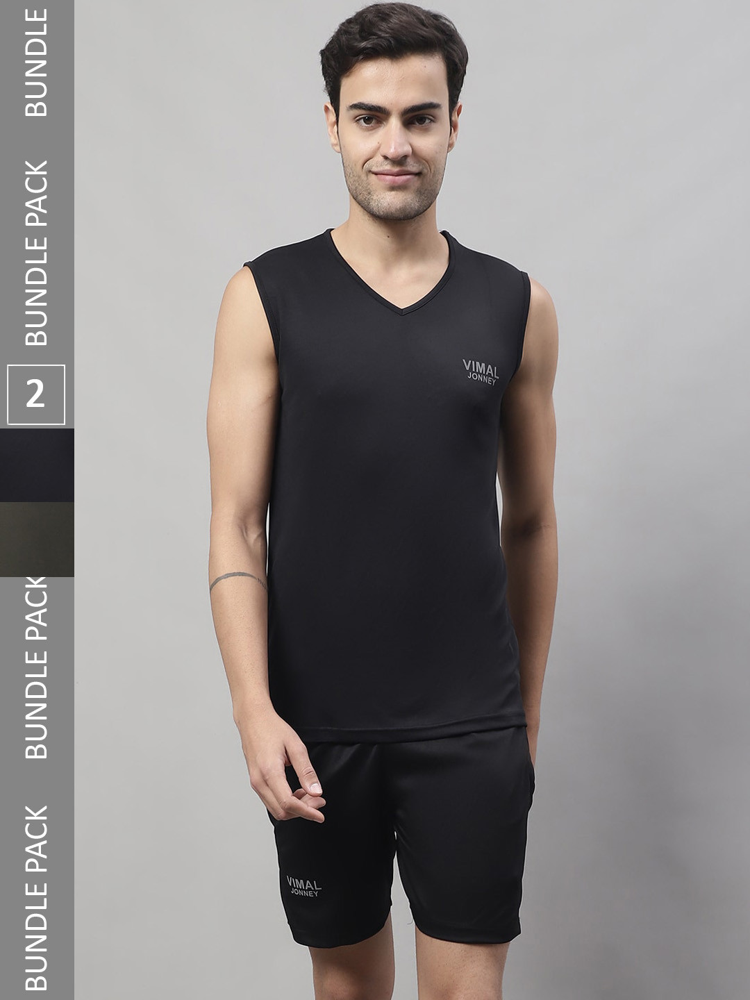 

MACK JONNEY JONNEY Pack Of 2 Sleeveless T-Shirt With Shorts, Black