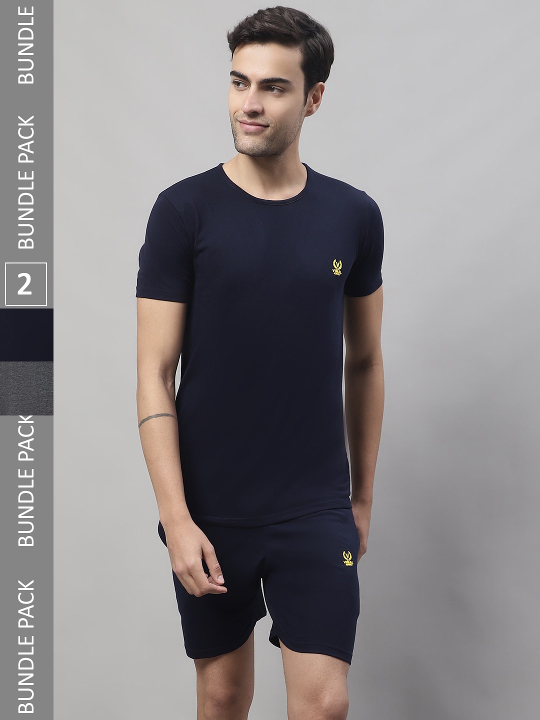 

VIMAL JONNEY Pack Of 2 Cotton Sports Tracksuits, Navy blue