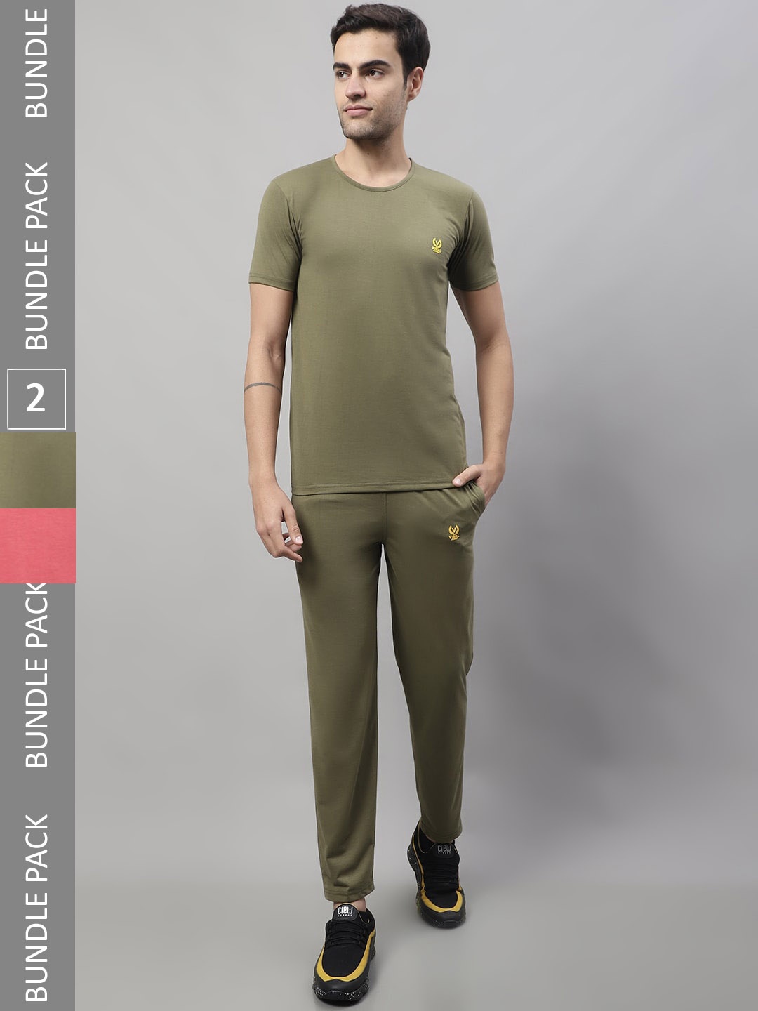 

VIMAL JONNEY Pack Of 2 Sports Tracksuit, Olive