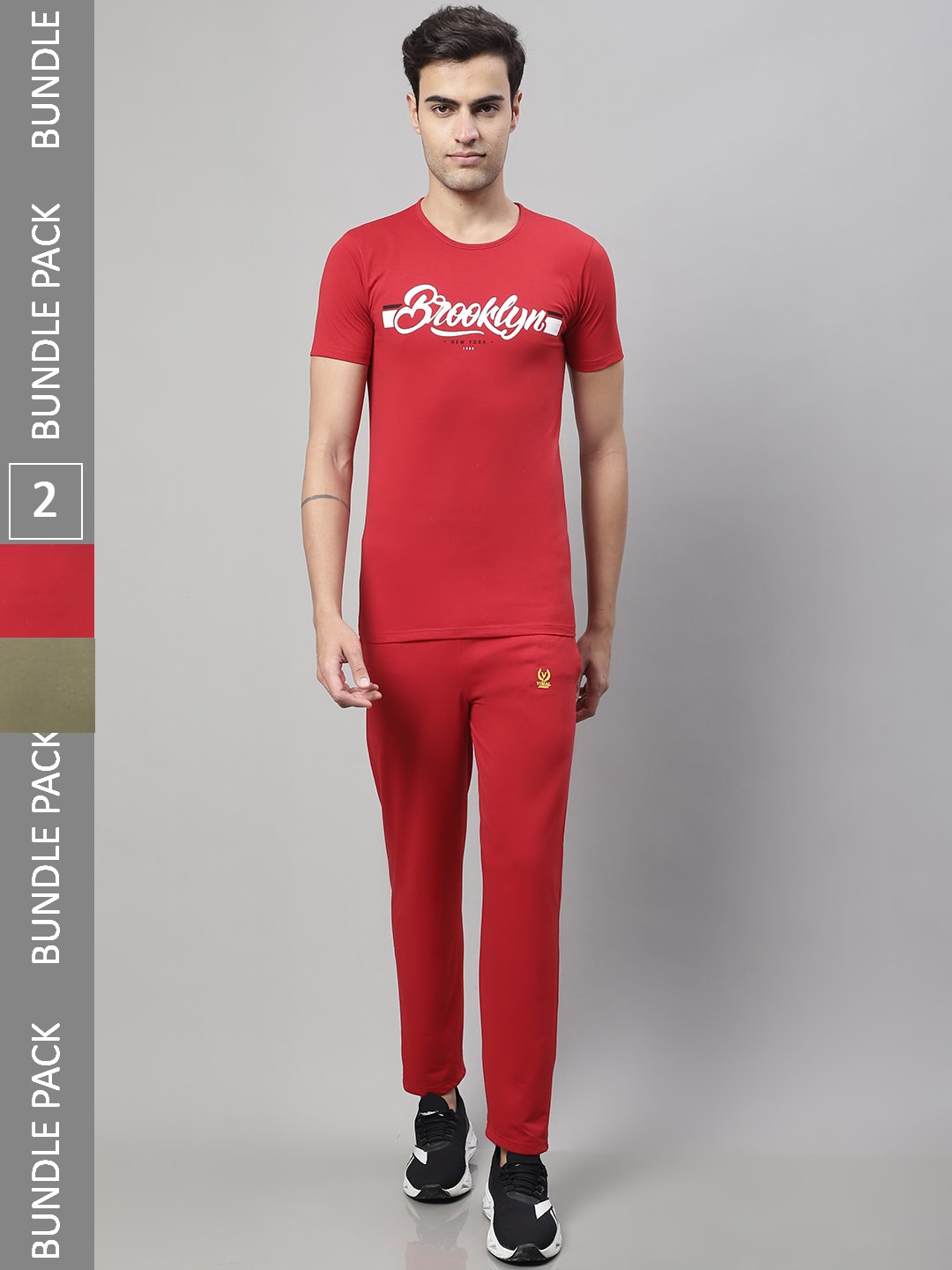 

VIMAL JONNEY Pack Of 2 Logo Printed Sports Tracksuits, Red