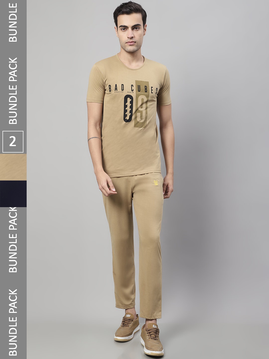 

VIMAL JONNEY Pack Of 2 Printed Sports Tracksuits, Beige