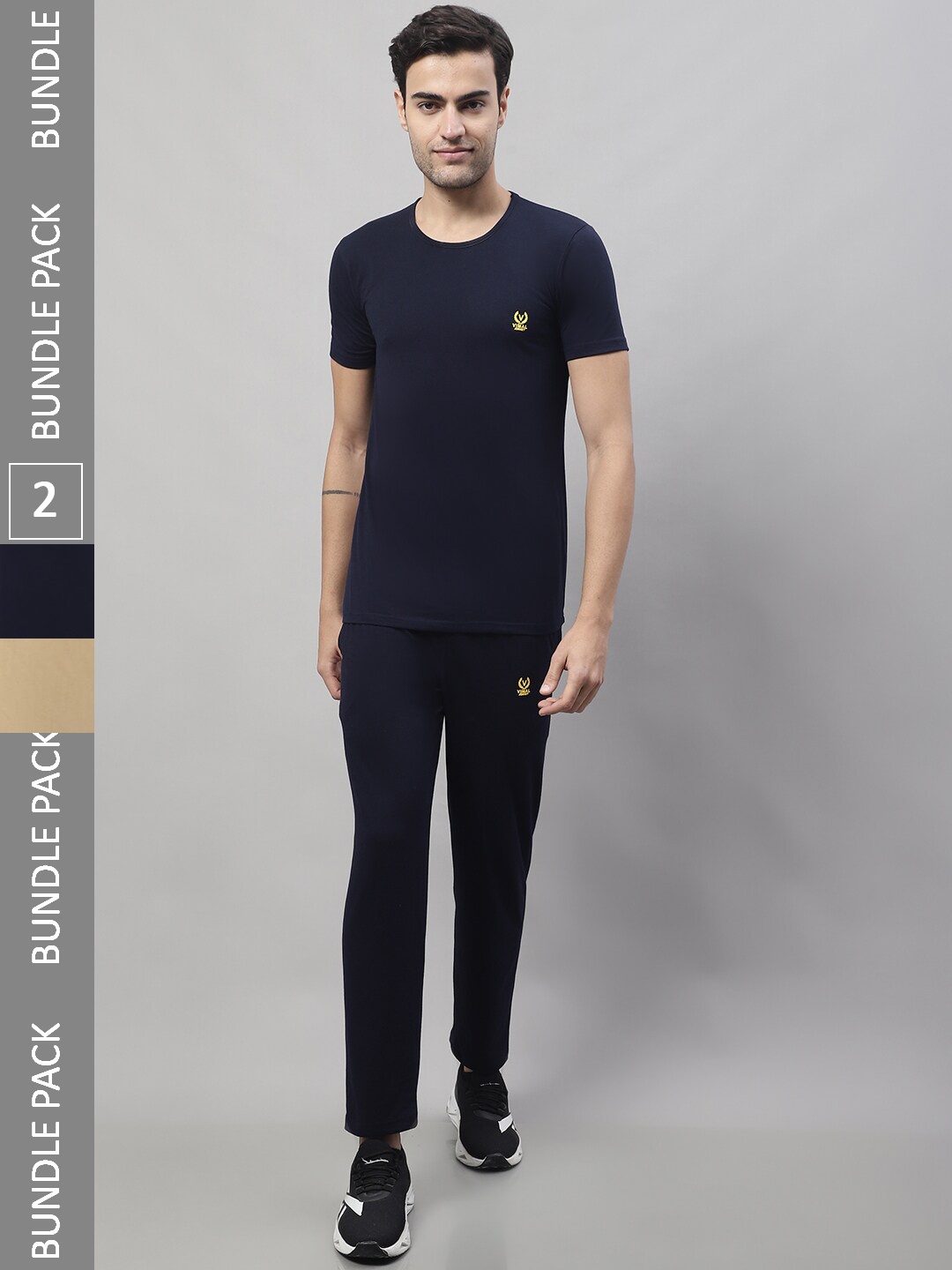 

MACK JONNEY Pack Of 2 Skin-Friendly Pure Cotton Sports T-shirt & Track Pants, Black