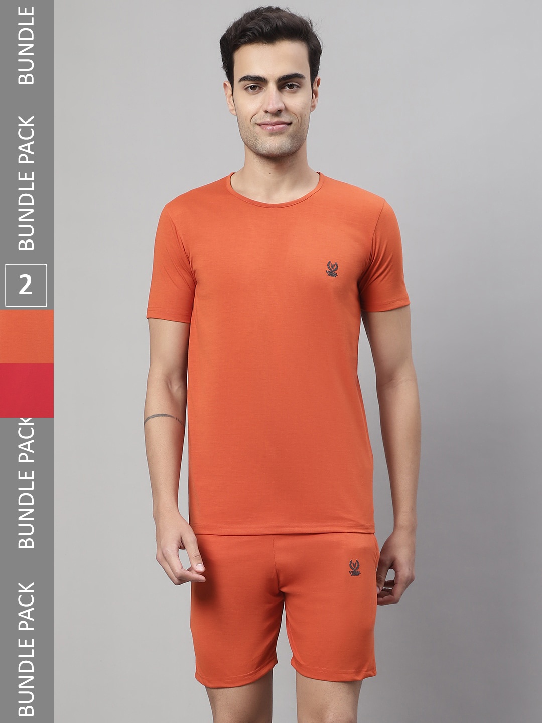 

VIMAL JONNEY Pack of 2 Sports T-Shirt With Shorts, Red