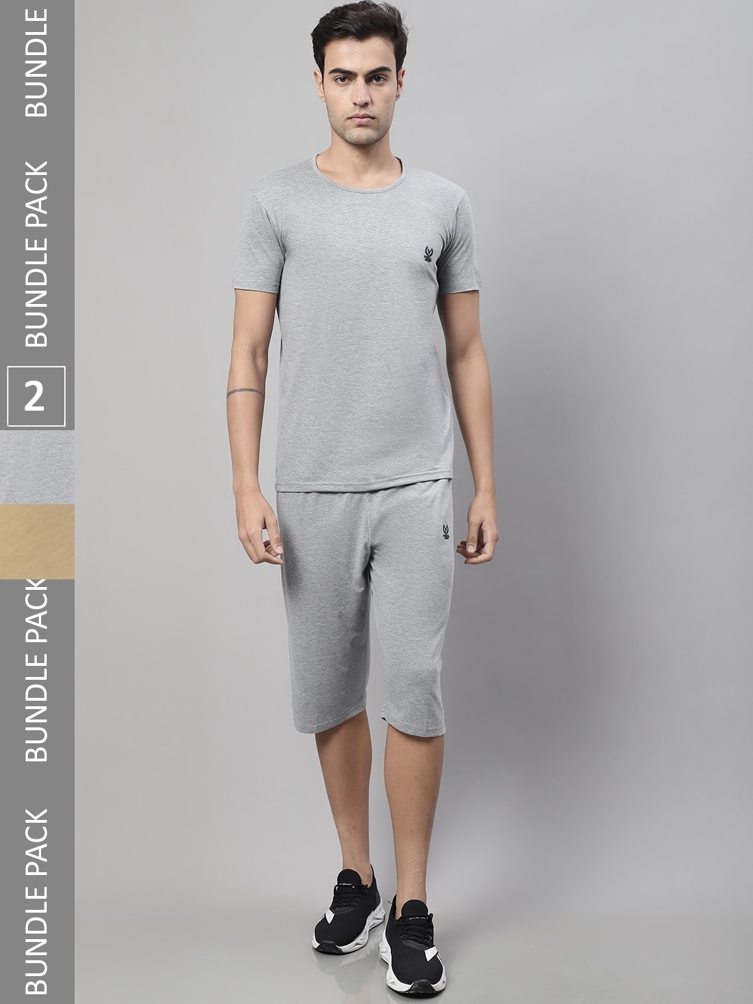 

VIMAL JONNEY Pack Of 2 Printed Sports Co-Ords Set, Grey