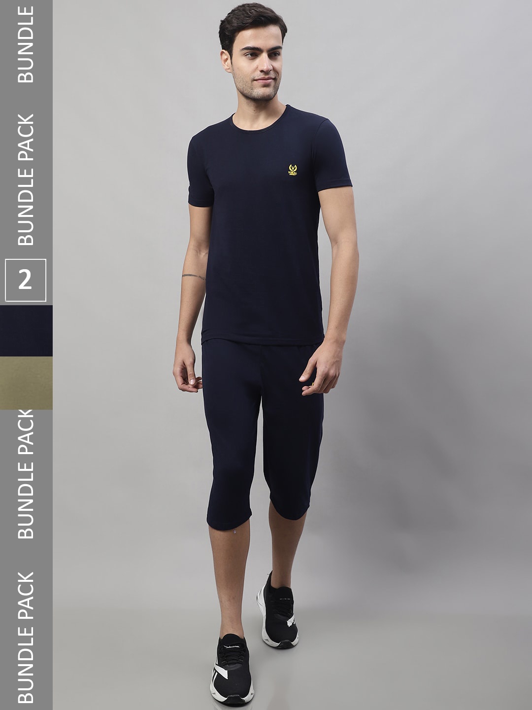 VIMAL JONNEY Pack of 2 Sports T-Shirt & Shorts, Navy blue