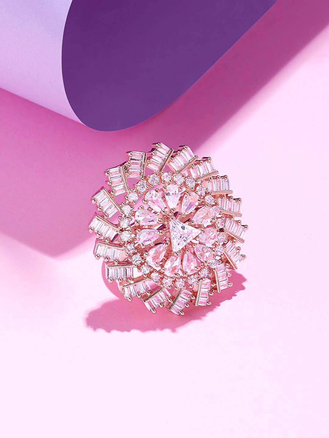 

Zaveri Pearls Rose Gold-Plated & CZ-Studded Ring