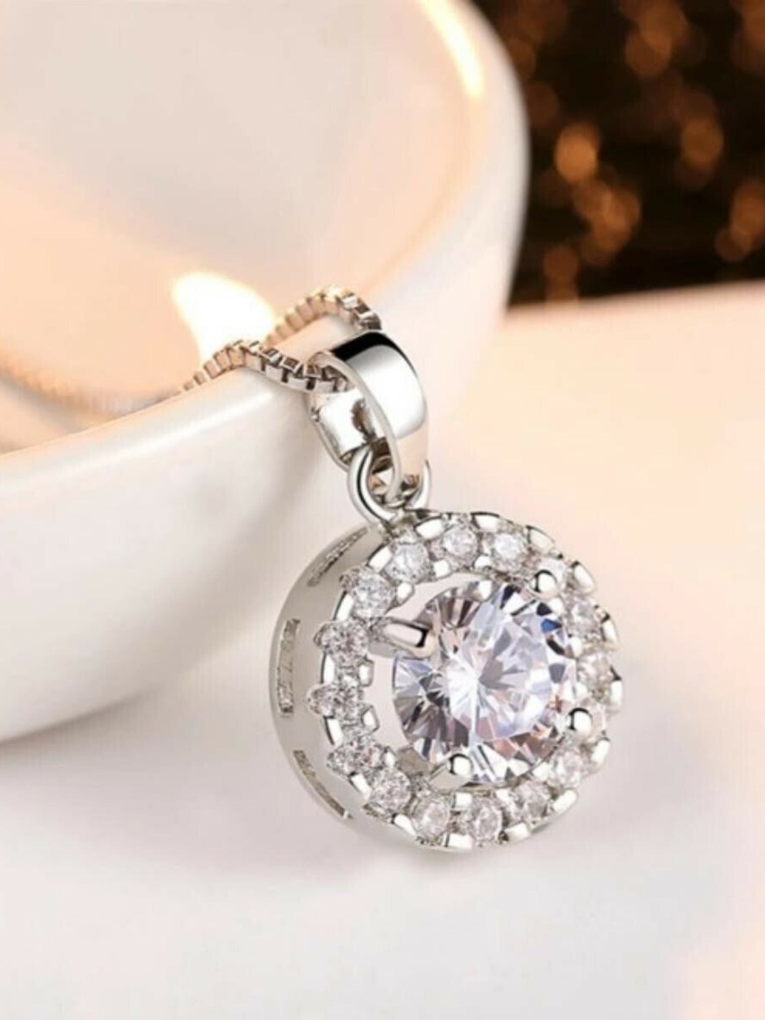 

MYKI Silver-Plated CZ Pendant With Earrings