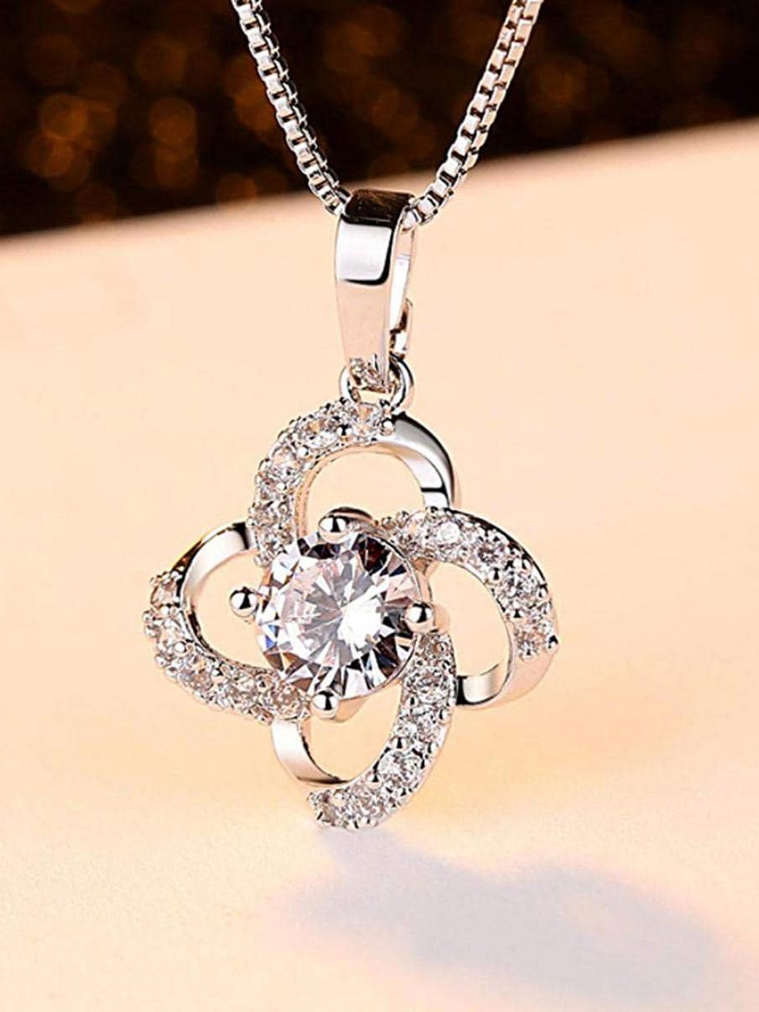 

MYKI Silver-plated Cubic Zirconia Pendant & Earrings Set