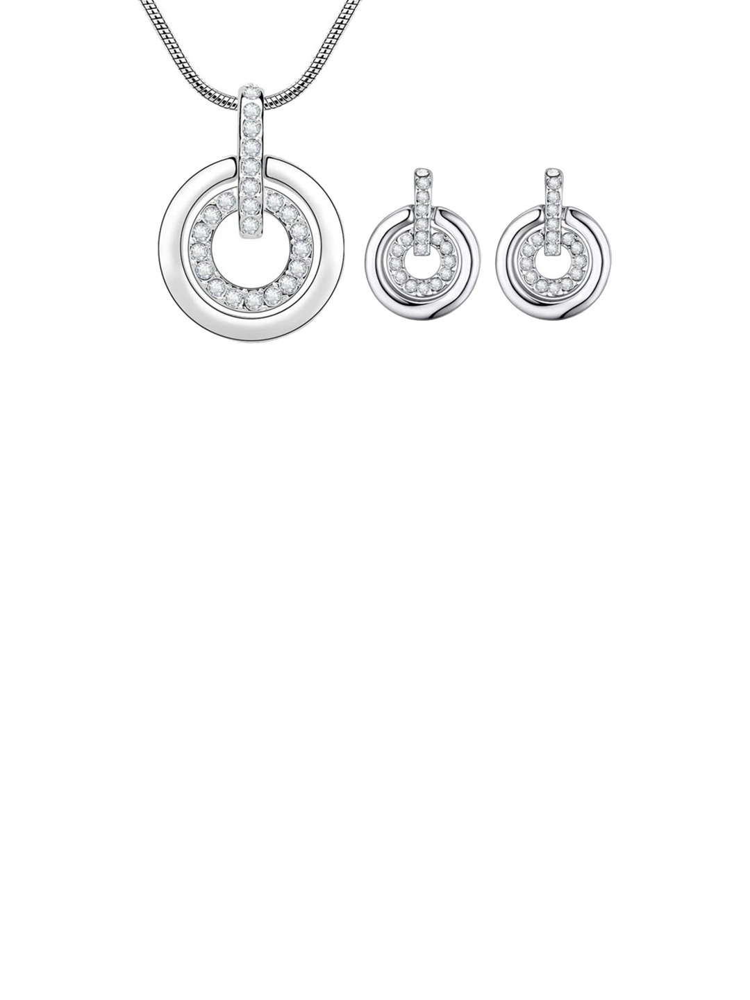 

MYKI Silver-Plated CZ-Studded Pendant With Earrings