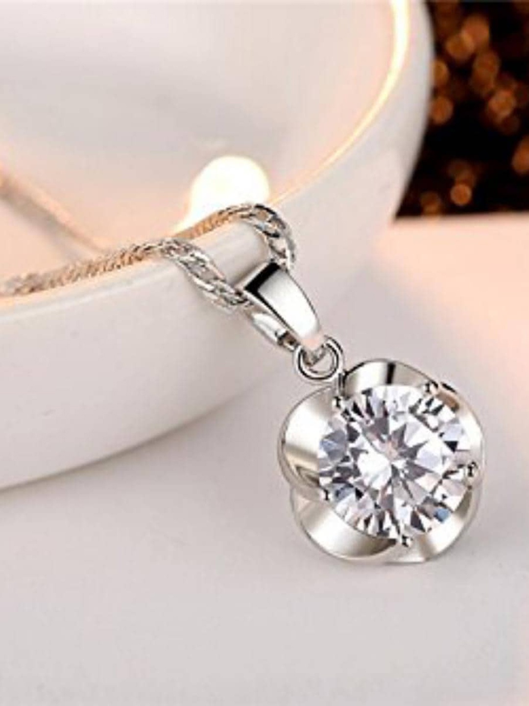 

MYKI Silver-Plated CZ Pendant With Earrings
