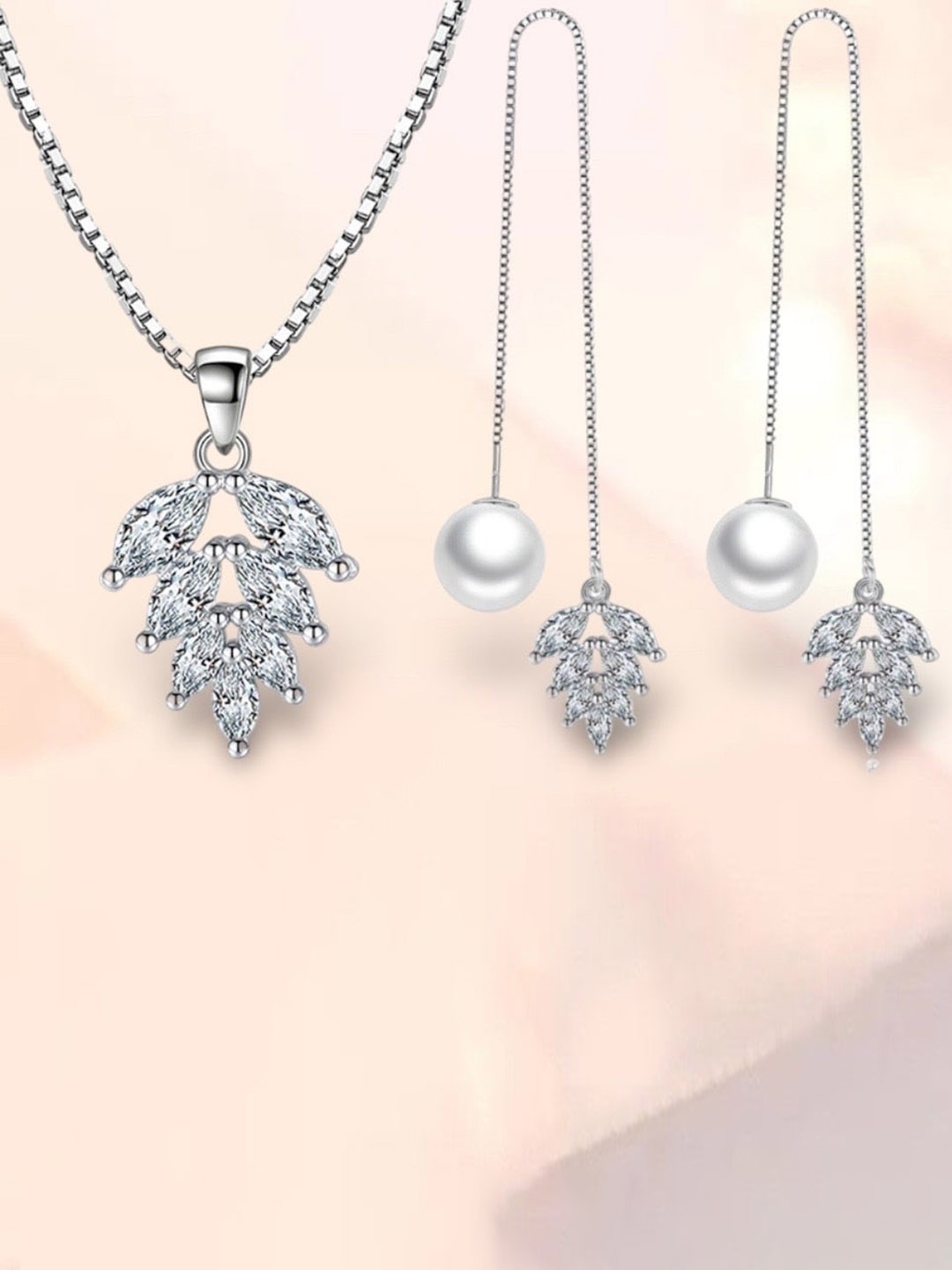 

MYKI Silver-Plated CZ Pendant With Earrings