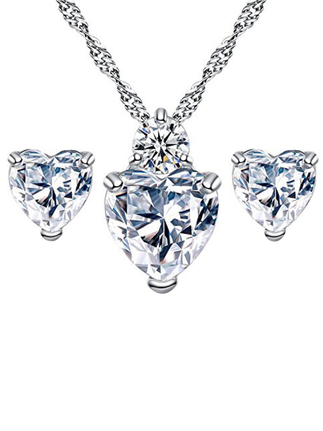 

MYKI Silver-Plated Cubic Zirconia Pendant With Earrings