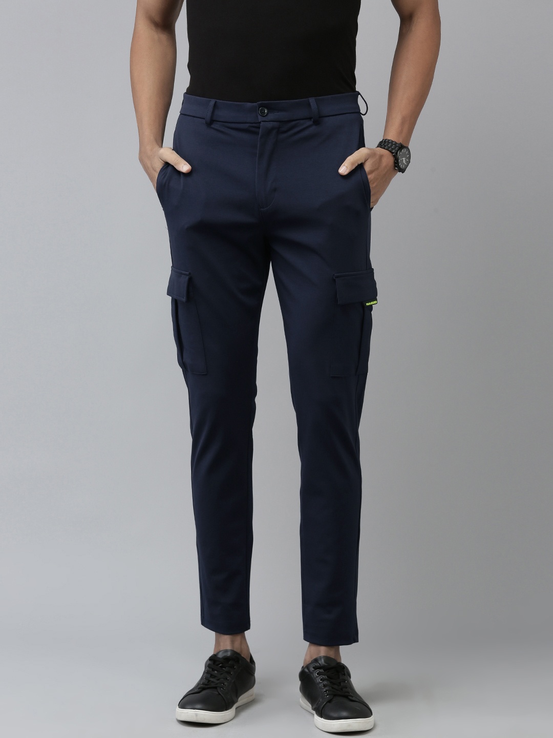 

Van Heusen Flex Men Slim Fit Cargos Trousers, Navy blue