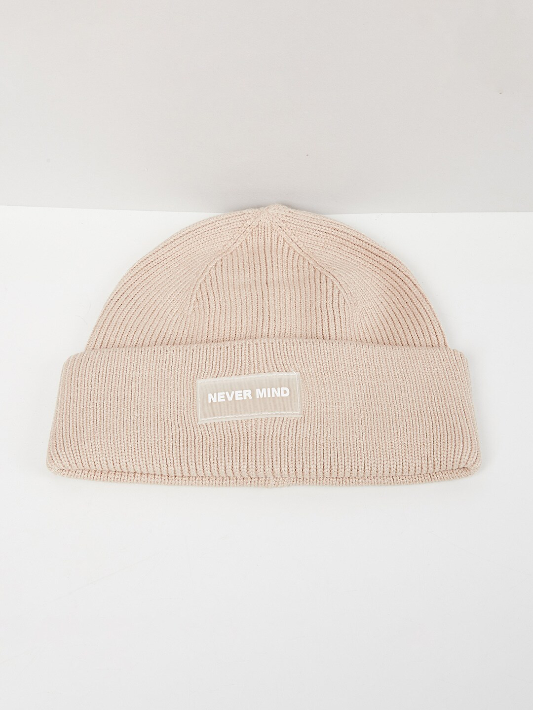 

max Men Self Design Acrylic Beanie, Beige